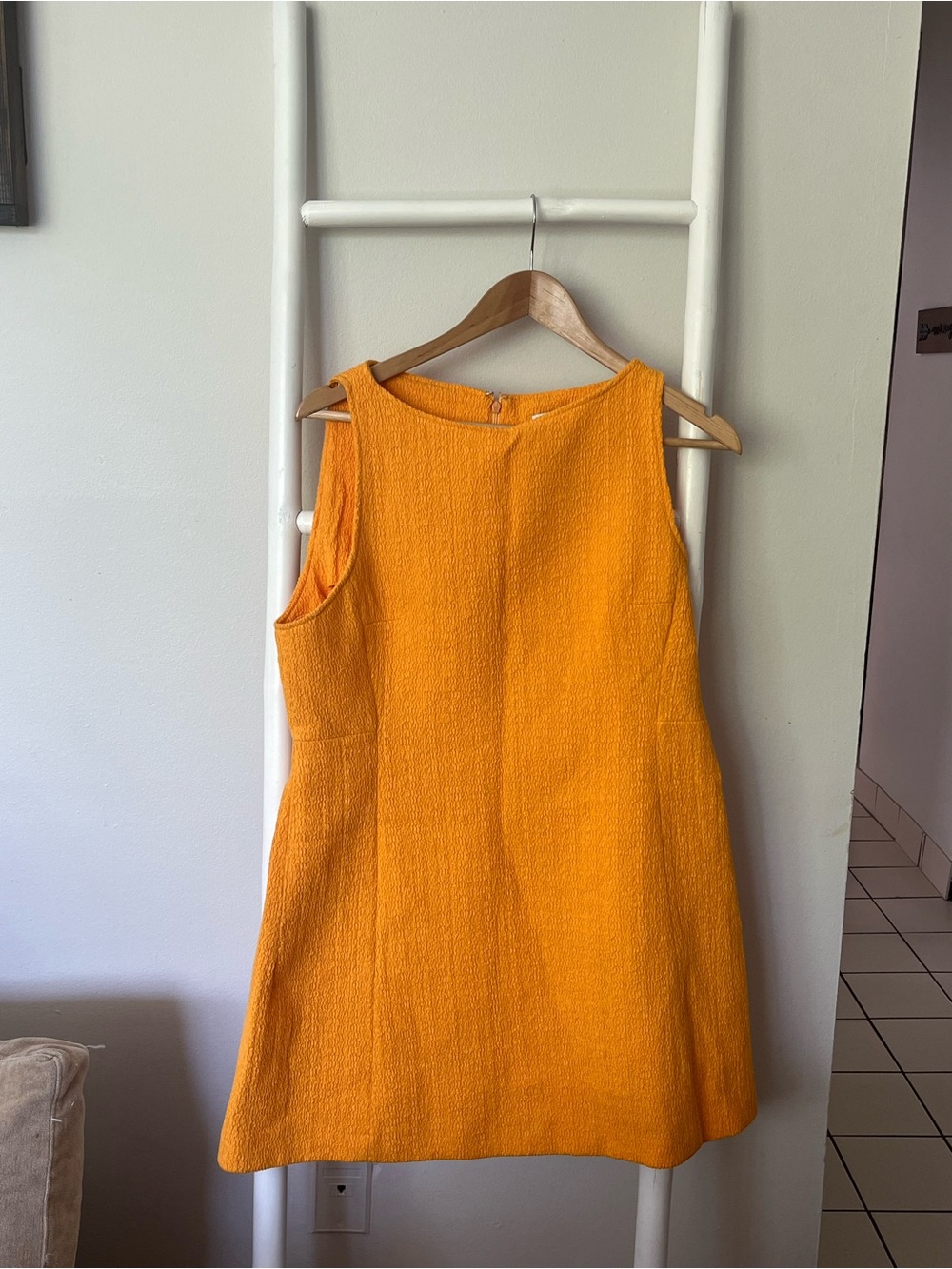 Zara Bright Orange Textured Mini Shift Dress